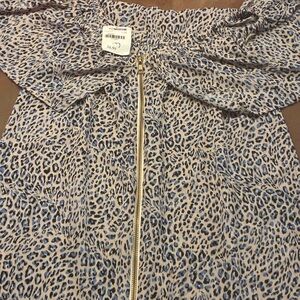 Mou Blue and Black Leopard Print Tank Top